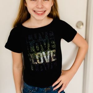 Love Glam Girl Black LOVE CrissCross Back Tee Sz S
